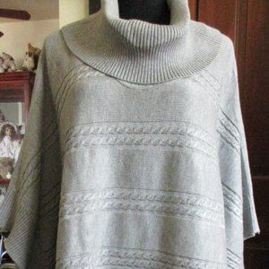 NWT CALVIN KLEIN GREY SWEATER KNIT PONCHO OS $109.50